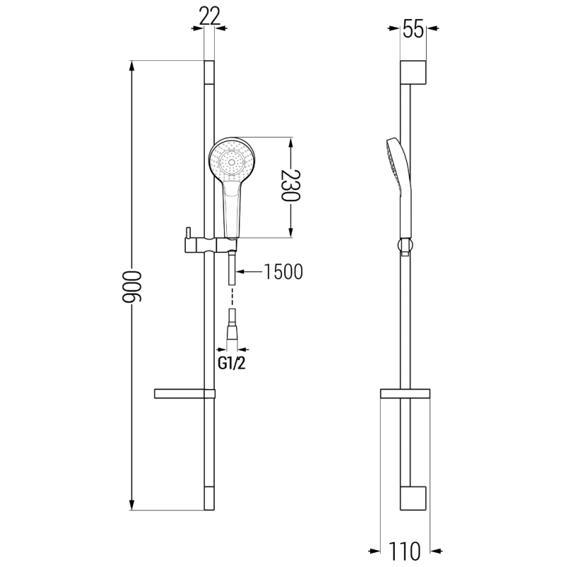 Mexen DS05 подвижен душ комплект, черен - 785054583-70