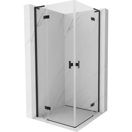 Mexen Mist-H L Duo отваряща се душ кабина 80 x 80 cm, прозрачна, черна - 8A5L-080L-080P-70-00