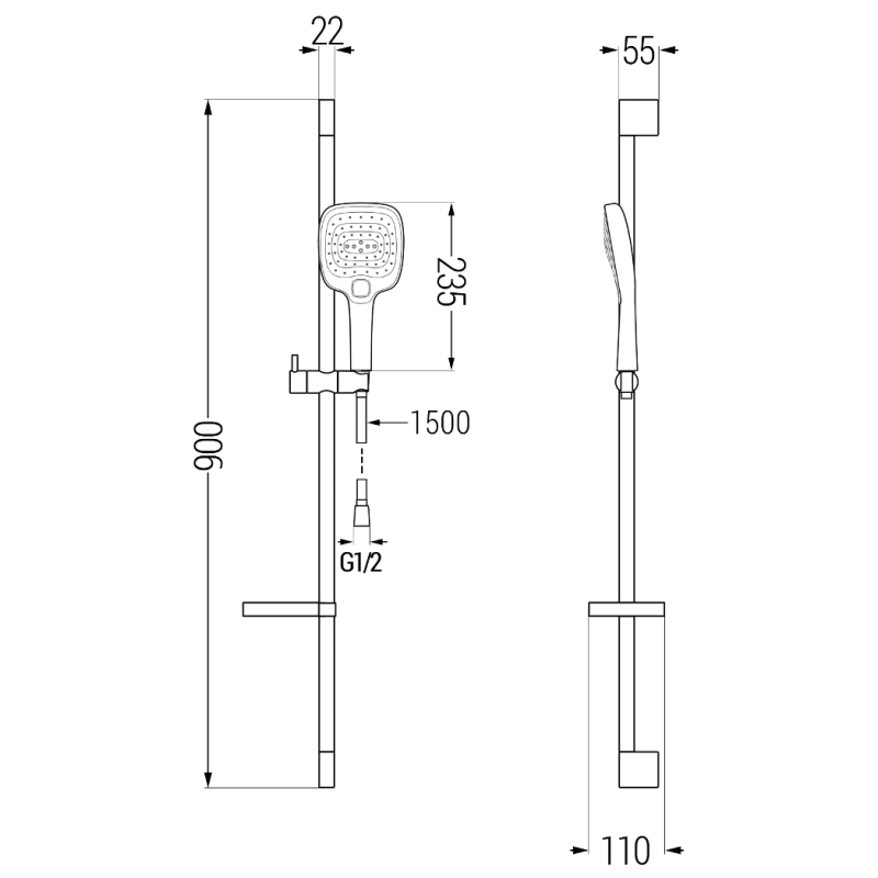Mexen DS17 плъзгащ се душ комплект, хром - 785174583-00