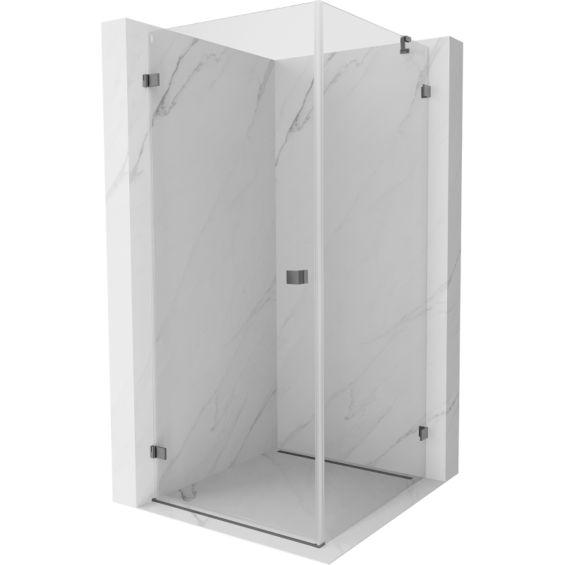 Mexen Lunar-B лява сгъваема душ кабина 70 x 70 см, прозрачна, gun metal - 832-070-070-95-00-L