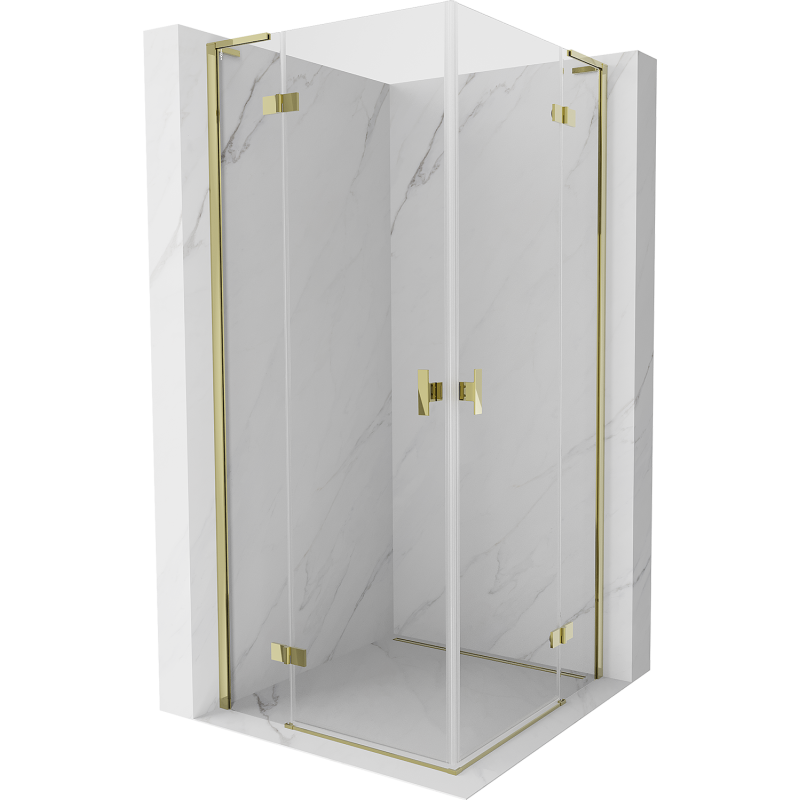 Mexen Mist-H L Duo сгъваем душ кабина 80 x 80 см, прозрачна, златна - 8A5L-080L-080P-50-00