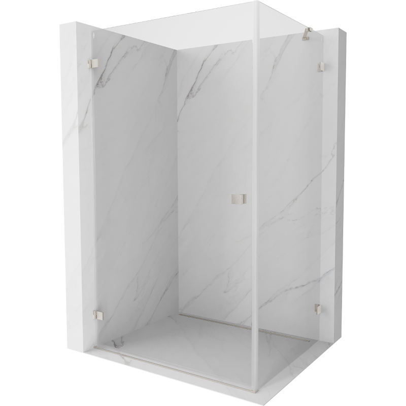 Mexen Lunar-B лява душ кабина с люлееща се врата 90 x 70 см, прозрачна, четкана никел - 832-090-070-97-00-L