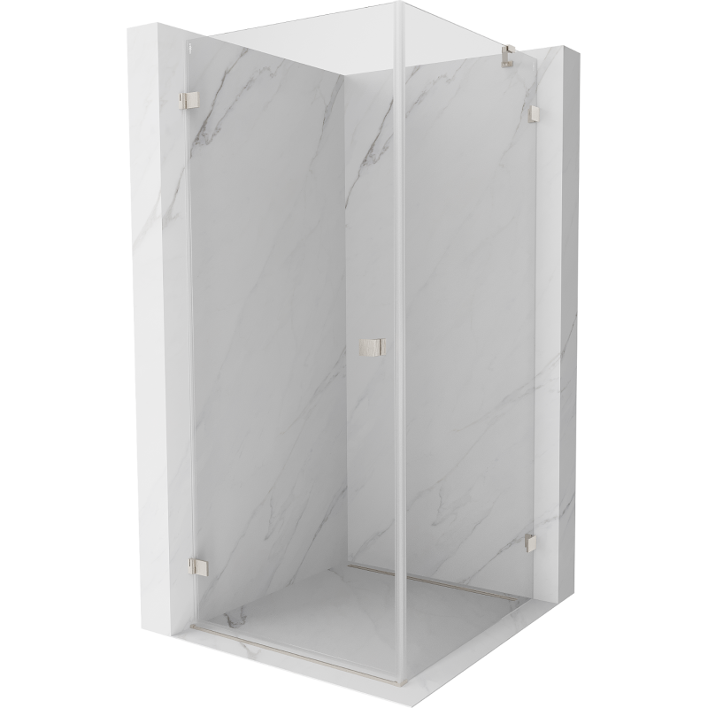 Mexen Lunar-B лява ъглова душ кабина 80 x 80 см, прозрачна, матиран никел - 832-080-080-97-00-L