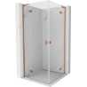 Mexen Mist-H L Duo душ кабина с отварящи се врати 100 x 100 см, прозрачна, матиран мед - 8A5L-100L-100P-65-00