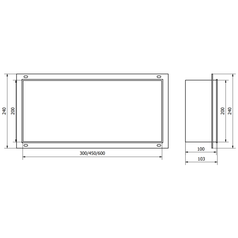 Mexen X-Wall-NR вдлъбната полица без фланец 30 x 20 см, черна - 1971302010