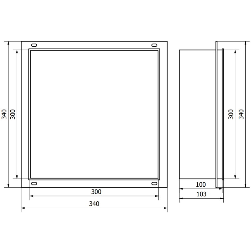 Mexen X-Wall-NR вдлъбната полица без фланец 30 x 30 см, черна - 1971303010