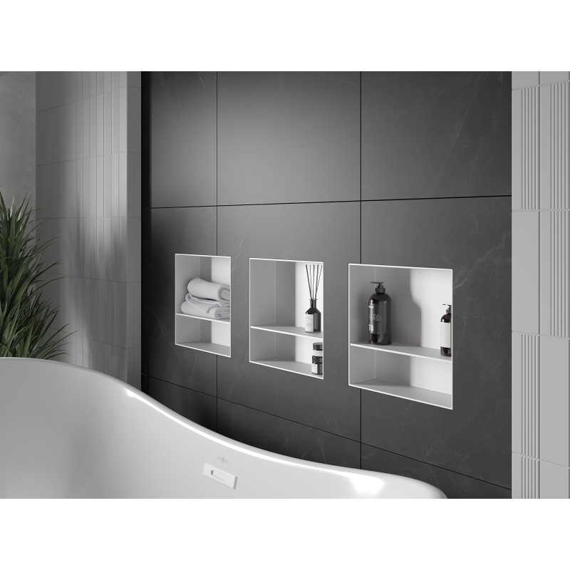 Mexen X-Wall-NR вградена полица без фланец с рафт 30 x 30 см, бяла - 1921303010S