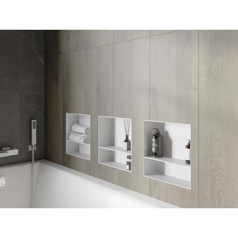 Mexen X-Wall-NR вградена полица без фланец с рафт 30 x 30 см, бяла - 1921303010S