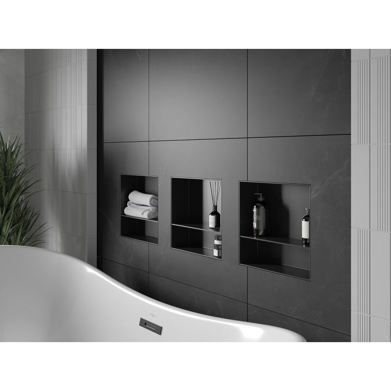 Mexen X-Wall-NR вдлъбната полица без фланец с рафт 30 x 30 см, черна - 1971303010S