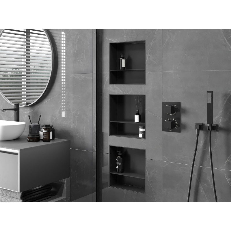 Mexen X-Wall-NR вдлъбната полица без фланец с рафт 30 x 30 см, черна - 1971303010S