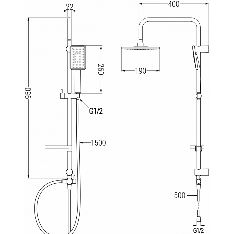 Mexen X54 душ стълб, черно/хром - 798545491-71