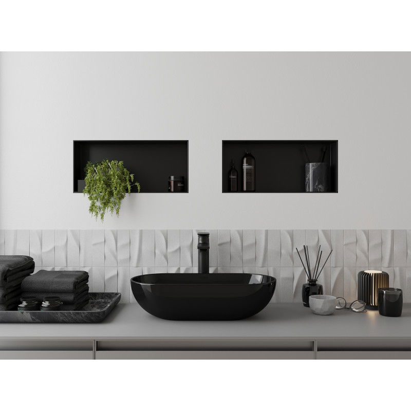 Mexen X-Wall-NR вградена полица без ръбове 45 x 20 см, черна - 1971452010