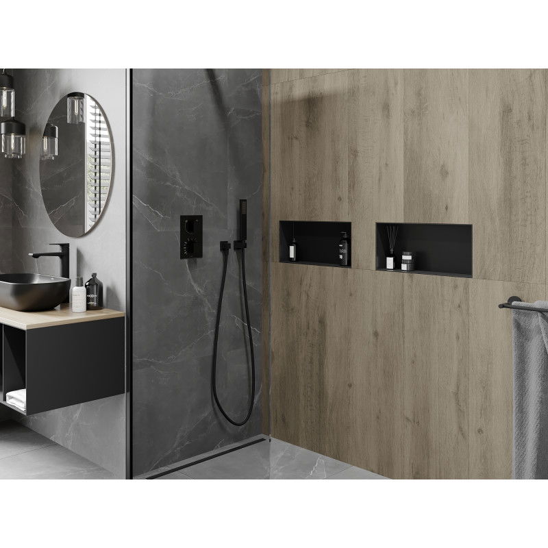 Mexen X-Wall-NR вградена полица без ръбове 45 x 20 см, черна - 1971452010