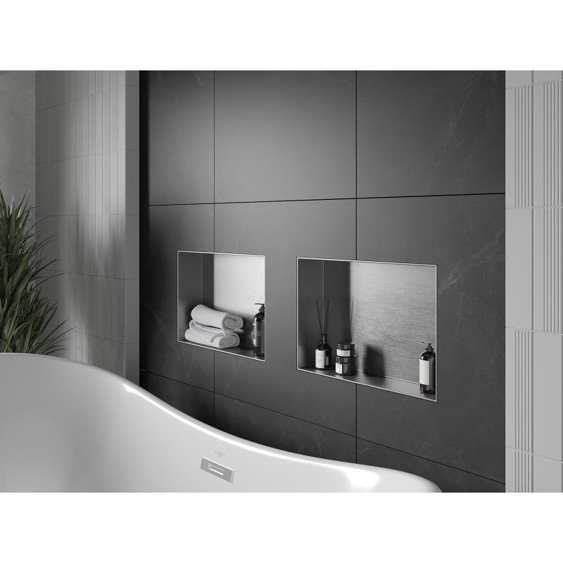 Mexen X-Wall-NR нишова лавица без борд 45 x 30 cm, инокс - 1911453010