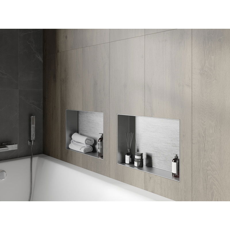 Mexen X-Wall-NR нишова лавица без борд 45 x 30 cm, инокс - 1911453010