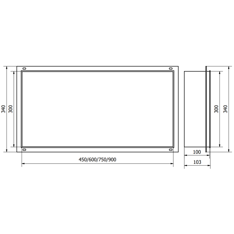 Mexen X-Wall-NR вградена полица без ръб 45 x 30 см, златиста четкана - 1951453010
