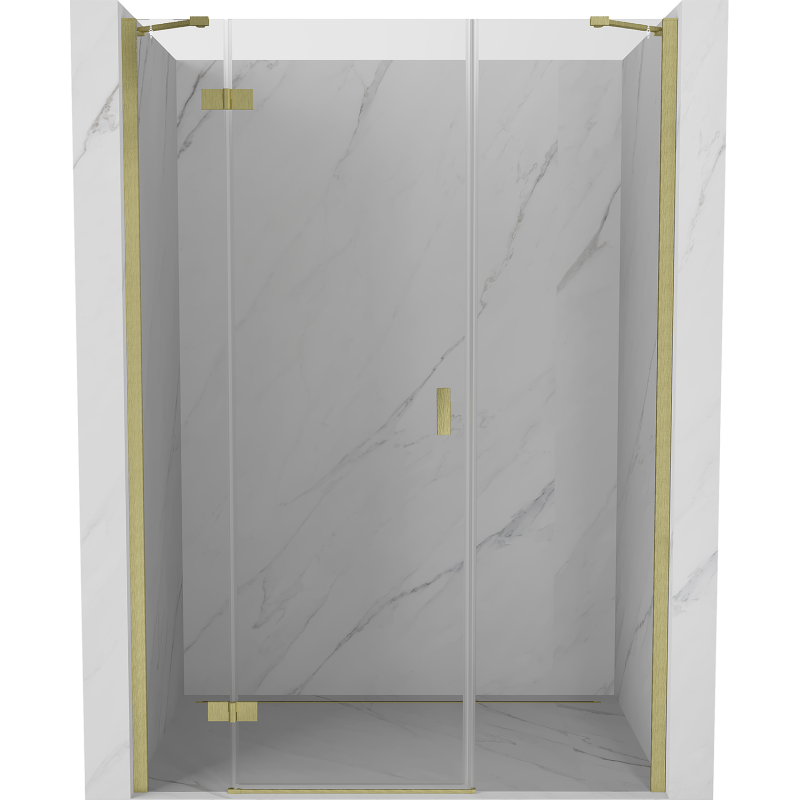 Mexen Mist-H лява, отваряща се душ врата 145 cm, прозрачна, златна четка - 8A5-145-001-55-00-L