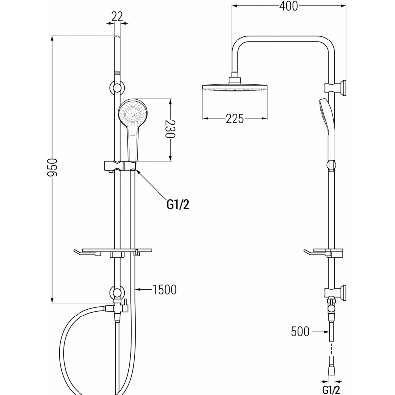 Mexen T05 колона за душ, златна/бяла - 798050593-50