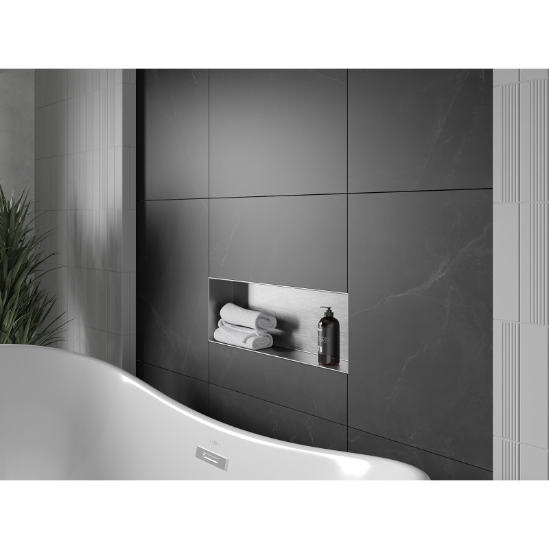 Mexen X-Wall-NR Нишева полица без фланец 60 x 20 см, инокс - 1911602010