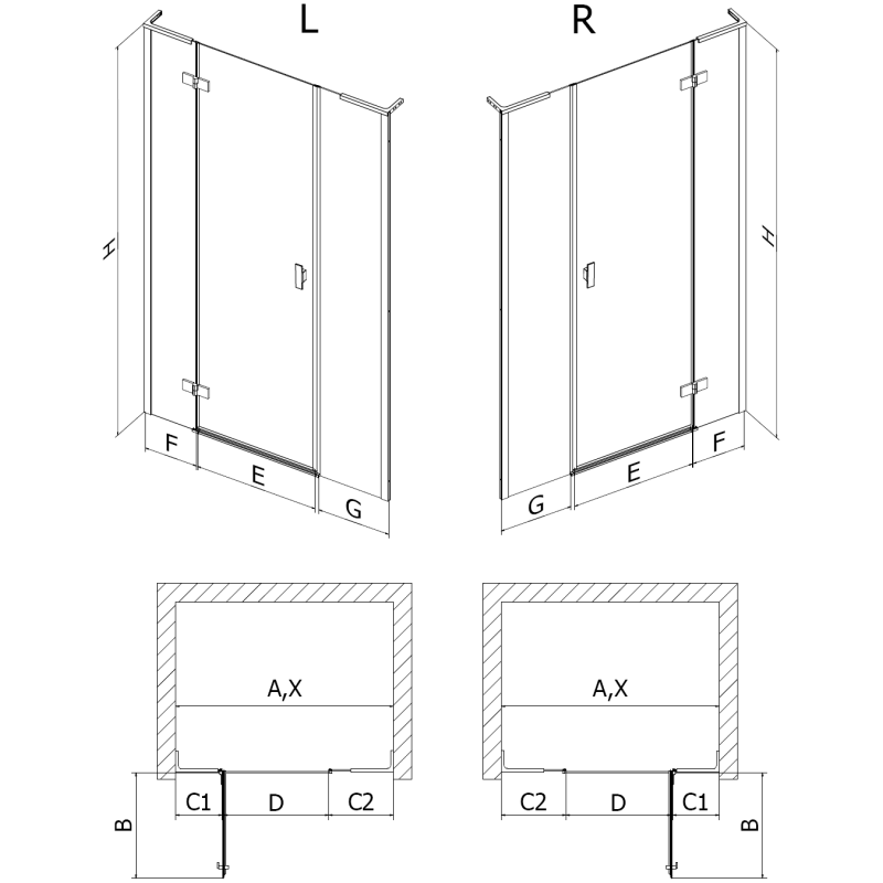 Mexen Mist-H L душ врата, отварящи се наляво, 125 cm, прозрачно, хром - 8A5L-125-001-01-00-L