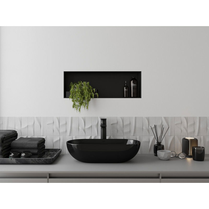 Mexen X-Wall-NR вградена лавица без фланец 60 x 20 см, черна - 1971602010