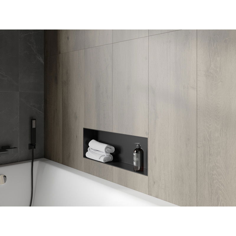 Mexen X-Wall-NR вградена лавица без фланец 60 x 20 см, черна - 1971602010