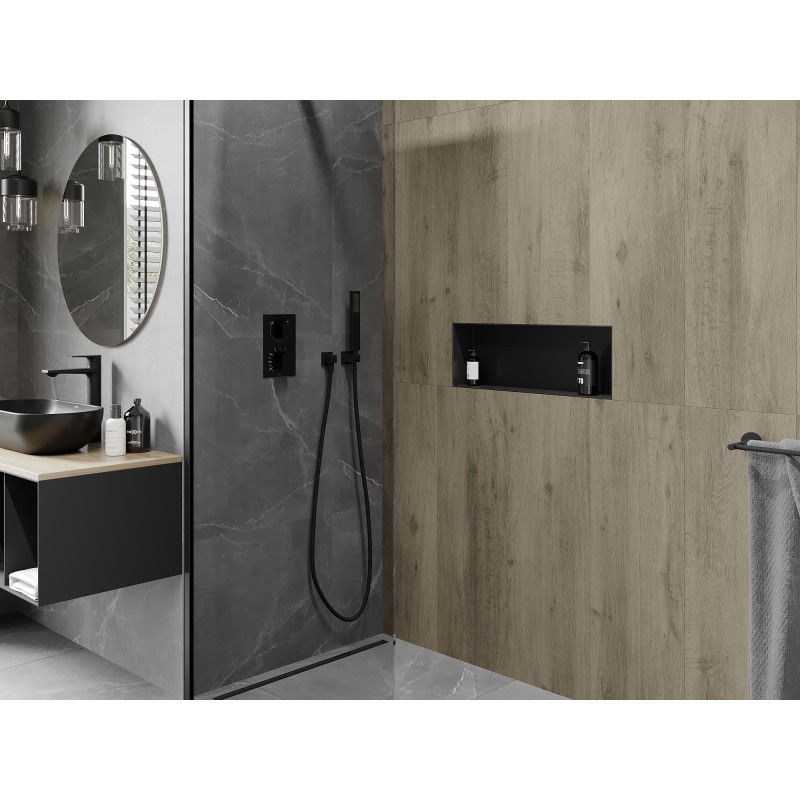 Mexen X-Wall-NR вградена лавица без фланец 60 x 20 см, черна - 1971602010