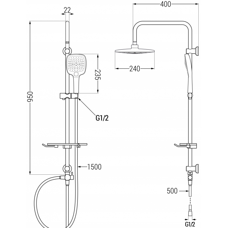 Mexen T17 душ колона, хром - 798171793-00