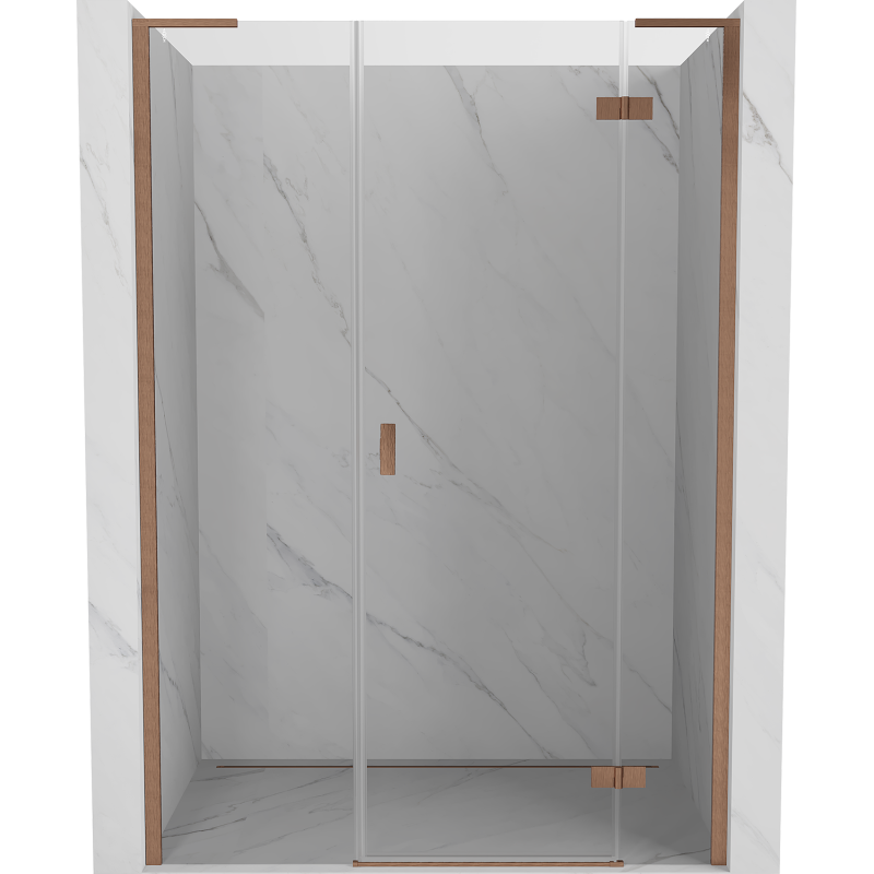 Mexen Mist-H L врата за душ прозрачни десни 130 cm, мед, четкана - 8A5L-130-001-65-00-P