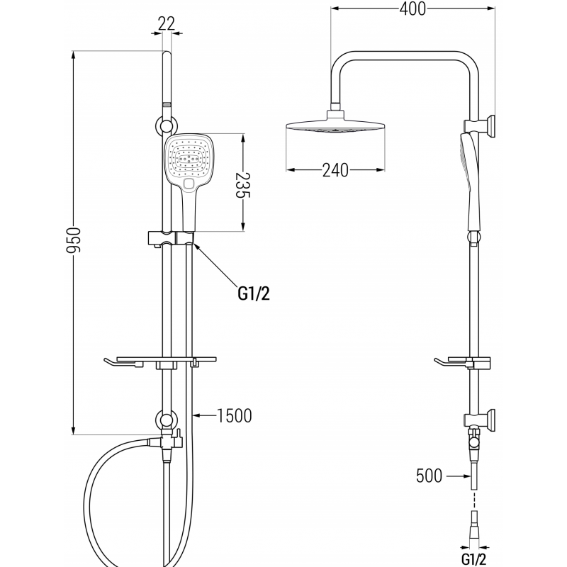 Mexen T17 душ-колона, черна - 798171793-70