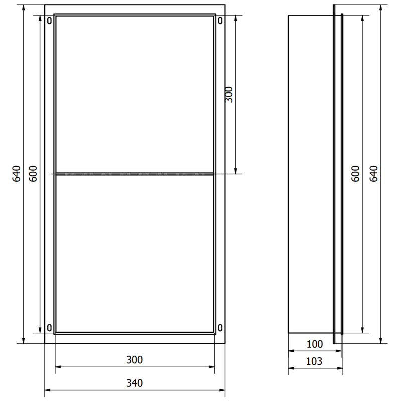Mexen X-Wall-NR нишева поставка без фланец с рафт 60 x 30 см, черен - 1971603010S