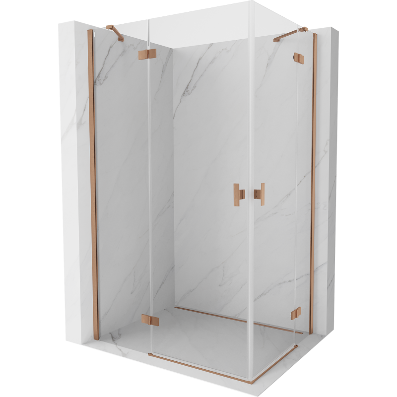 Mexen Mist H Duo сгъваема душ кабина 75 x 120 см, прозрачна, четкан мед - 8A5-075L-120P-65-00
