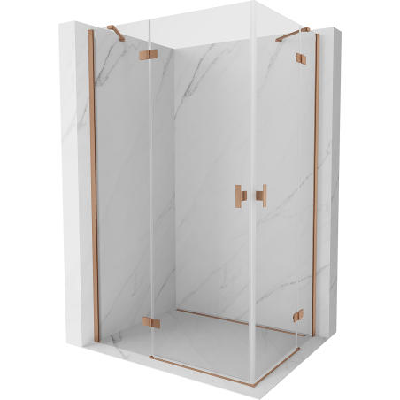 Mexen Mist H Duo сгъваема душ кабина 75 x 120 см, прозрачна, четкан мед - 8A5-075L-120P-65-00