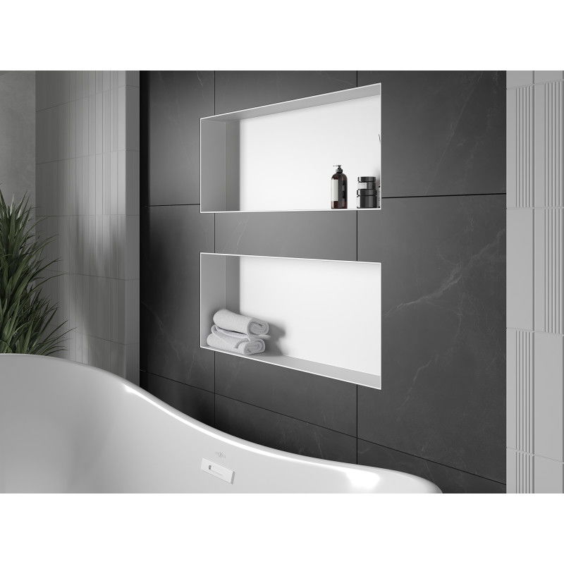 Mexen X-Wall-NR нишова полица без фланец 75 x 30 см, бяла - 1921753010