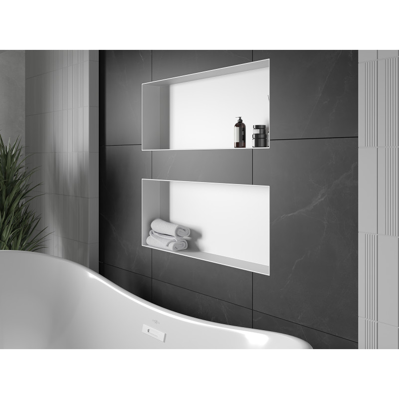 Mexen X-Wall-NR вдлъбната лавица без фланец 75 x 30 см, бяла - 1921753010