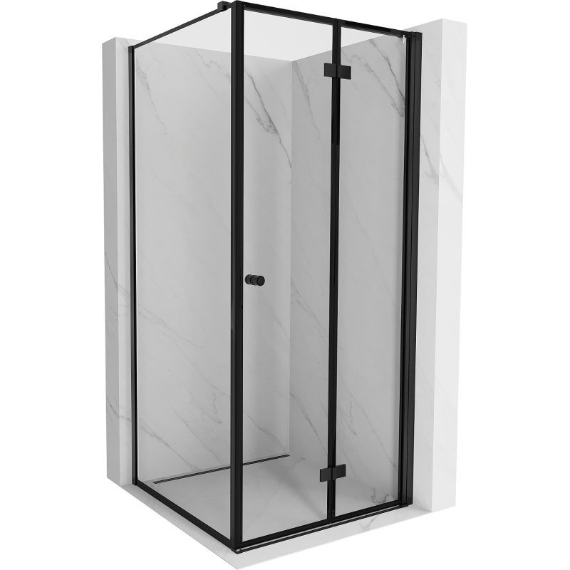 Mexen Mist-F T сгъваема душ кабина дясна 70 x 70 см, черна рамка, черна - 8A6T-070-070-70-70-P