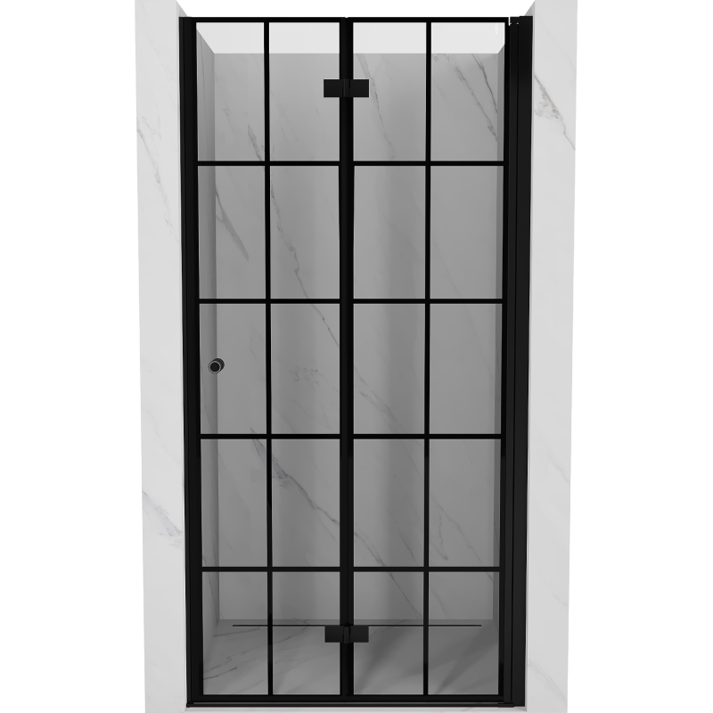 Mexen Mist-F сгъваеми душ врати десни 85 см, черна решетка, черни - 8A6-085-000-70-77-P