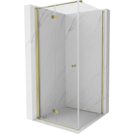 Mexen Mist-F T сгъваема лява душ кабина 85 x 85 см, прозрачна, златна - 8A6T-085-085-50-00-L