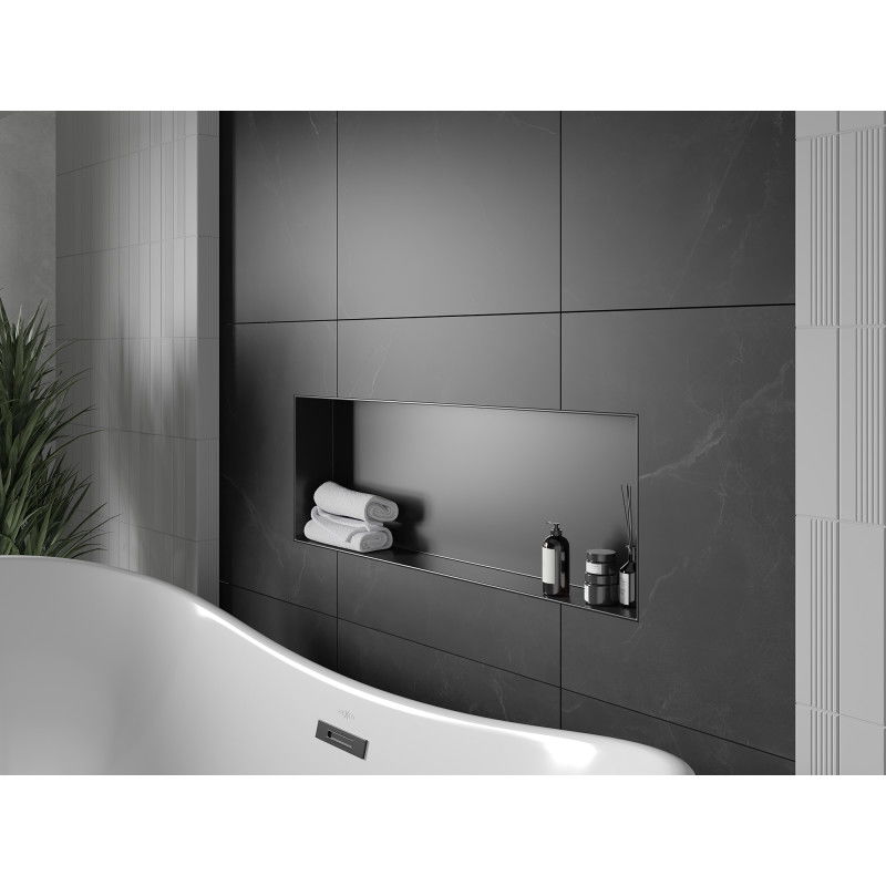 Mexen X-Wall-NR вградена полица без фланец 90 x 30 см, черна - 1971903010