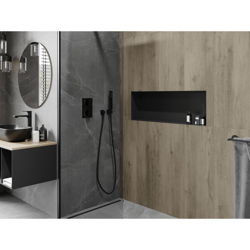 Mexen X-Wall-NR вградена полица без фланец 90 x 30 см, черна - 1971903010