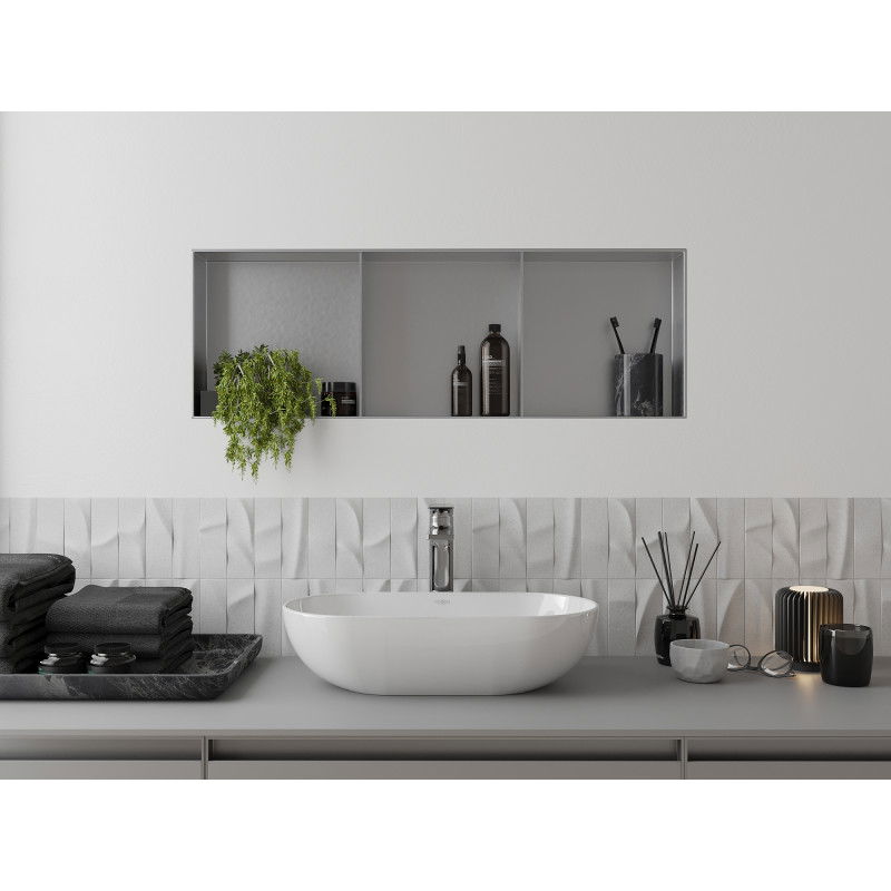 Mexen X-Wall-NR вградена полица без фланец с рафт 90 x 30 см, инокс - 1911903010S