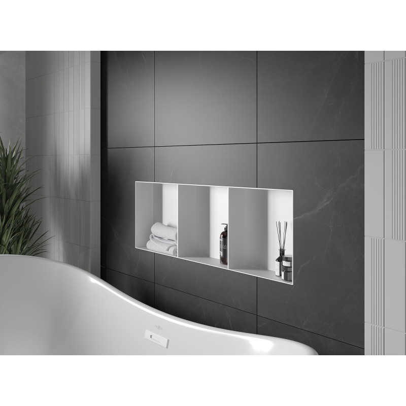 Mexen X-Wall-NR нишева лавица без фланец с лавица 90 x 30 см, бяла - 1921903010S