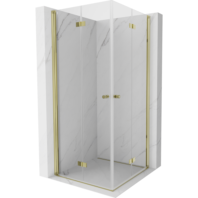 Mexen Mist-F Duo сгъваема душ кабина 80 x 80 см, прозрачна, златна - 8A6-080L-080P-50-00