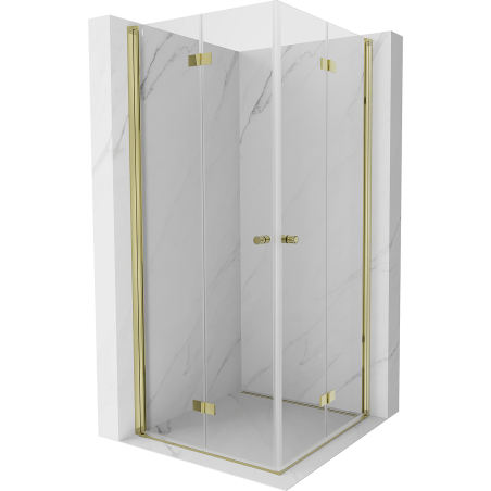 Mexen Mist-F Duo сгъваема душ кабина 80 x 80 см, прозрачна, златна - 8A6-080L-080P-50-00