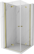 Mexen Mist-F Duo сгъваема душ кабина 80 x 80 см, прозрачна, златна - 8A6-080L-080P-50-00