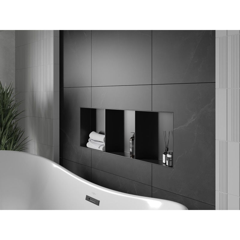 Mexen X-Wall-NR нишова лавица без кант с полка 90 x 30 см, черна - 1971903010S