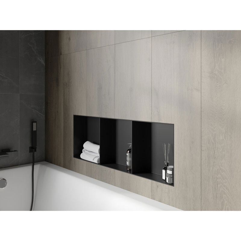 Mexen X-Wall-NR нишова лавица без кант с полка 90 x 30 см, черна - 1971903010S