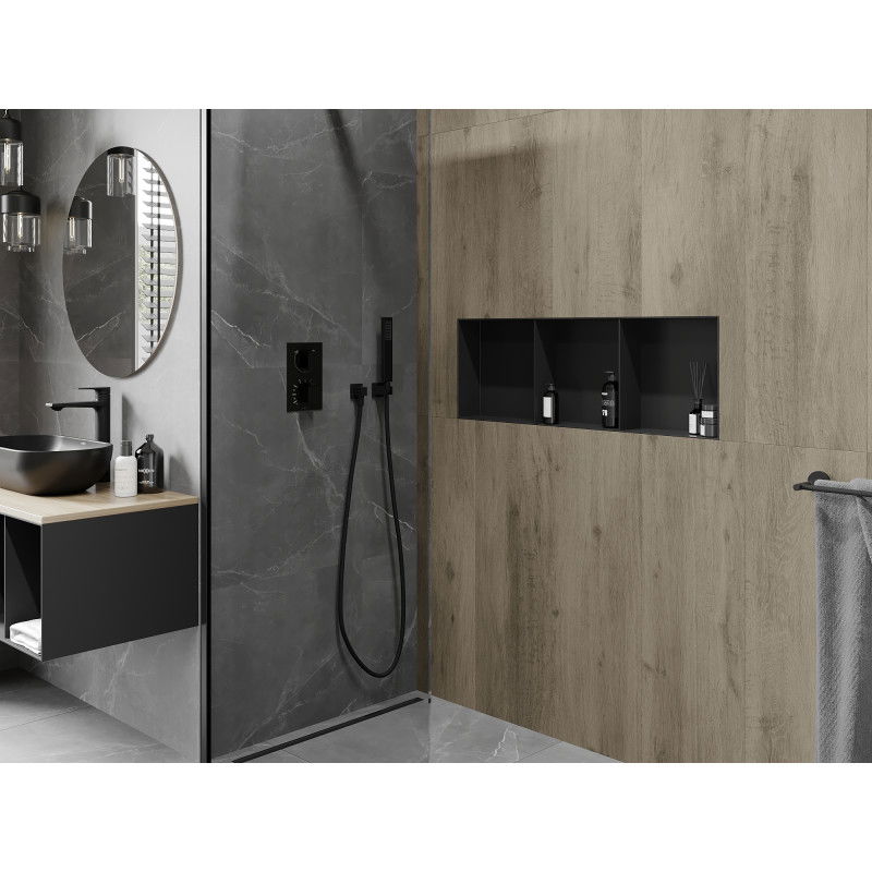 Mexen X-Wall-NR нишова лавица без кант с полка 90 x 30 см, черна - 1971903010S