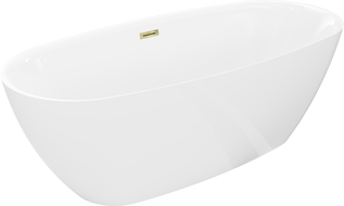 Mexen Luvo Slim свободностояща вана 170 x 75 см, бяла, преливник златен - 52801707500-50