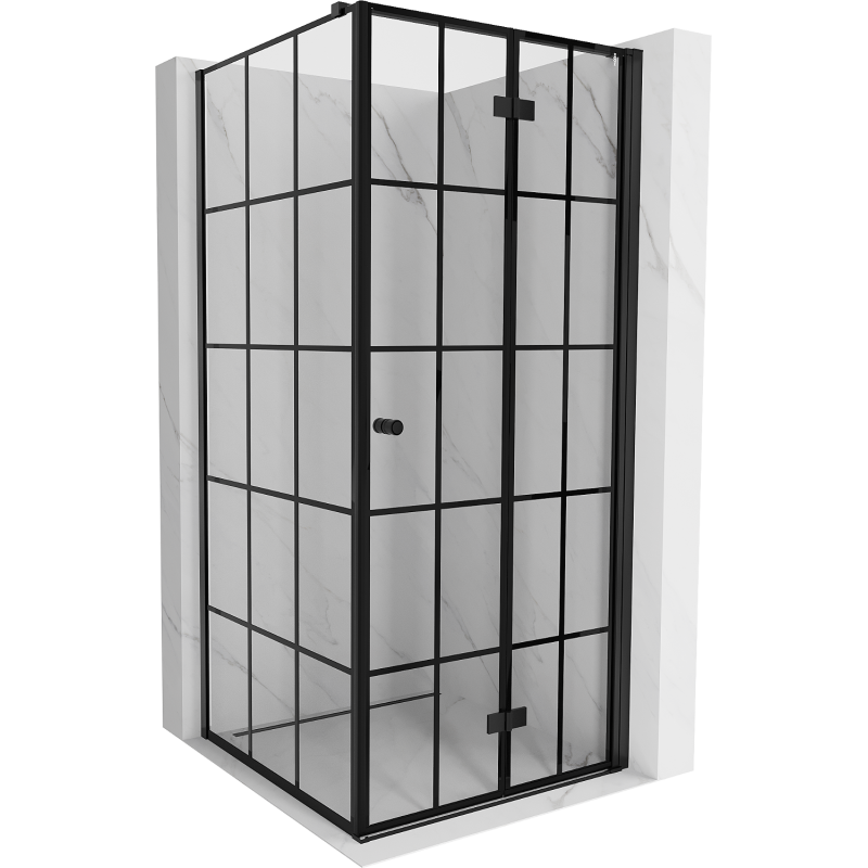 Mexen Mist-F T душ кабина сгъваема дясна 90 x 90 см, черна решетка, черна - 8A6T-090-090-70-77-P